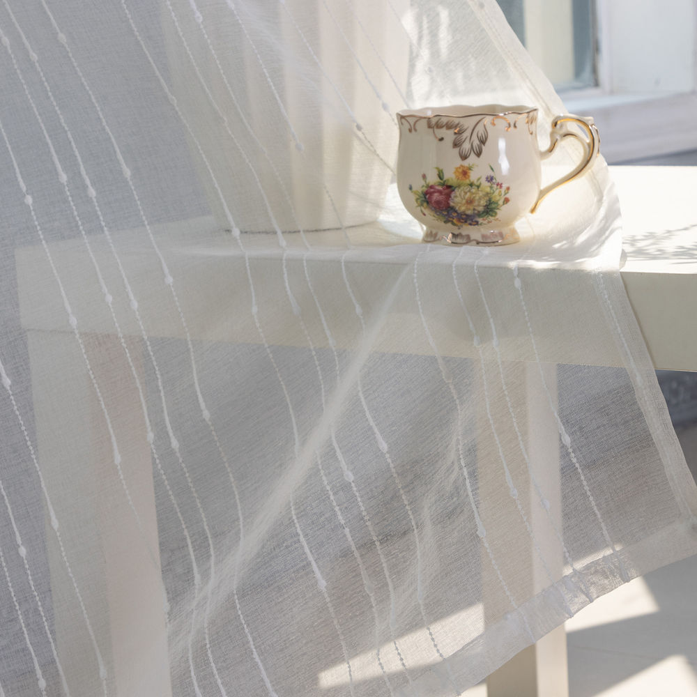 Vertical Raindrop Jacquard Sheer curtain wholesale