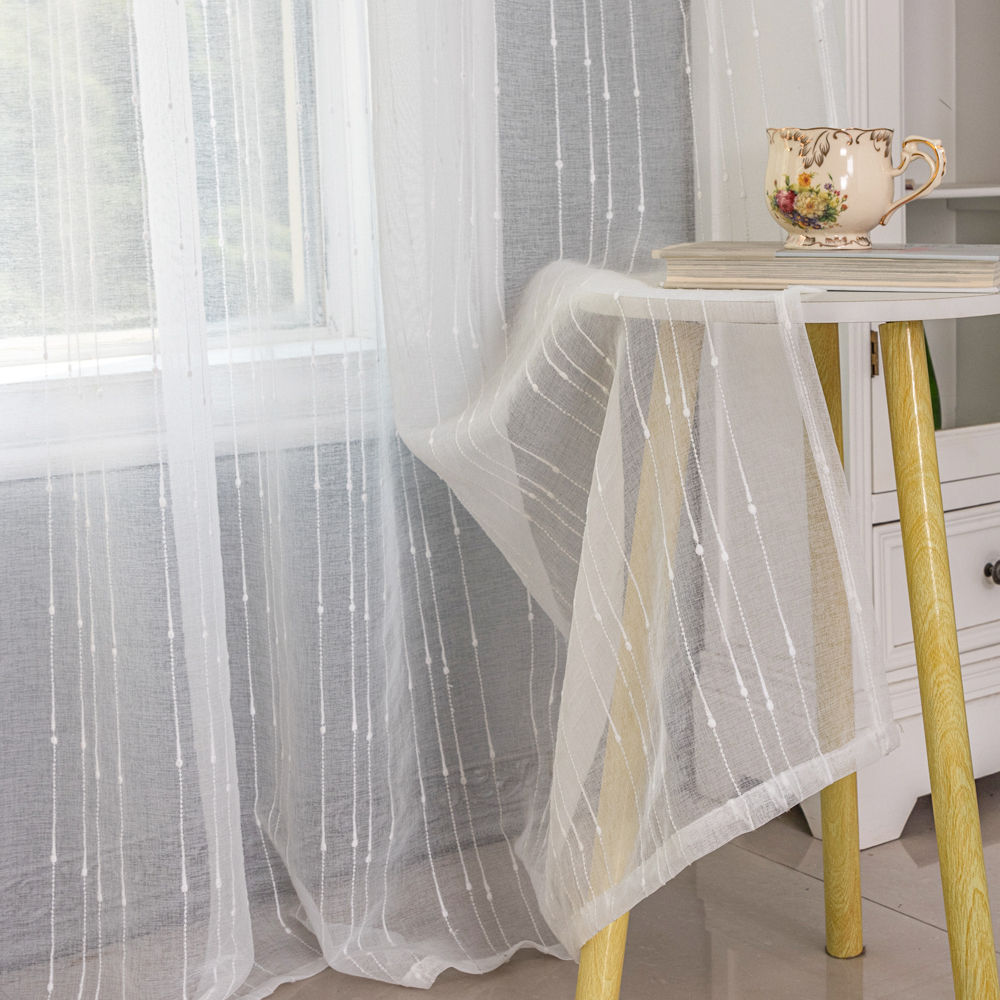 Vertical Raindrop Jacquard Sheer curtain wholesale - Thumbnail 3