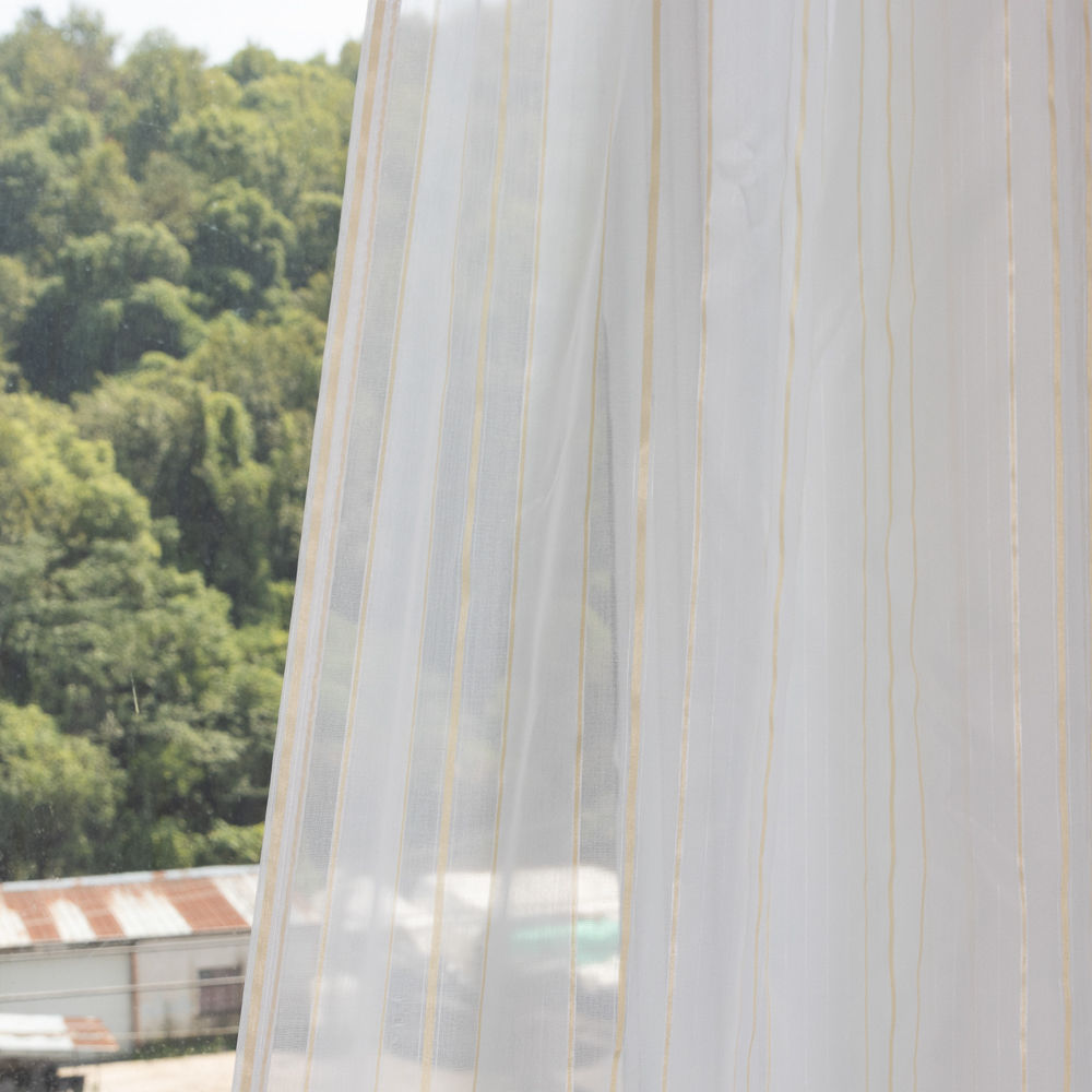 Wholesale gold three-striped jacquard white sheer curtains - Thumbnail 4