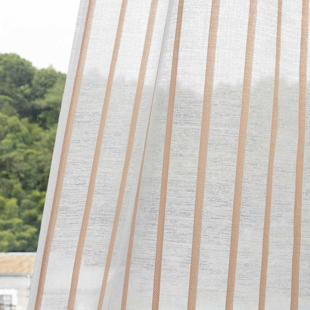 large vertical stripes wholesale white jacquard sheer curtain - Thumbnail 2
