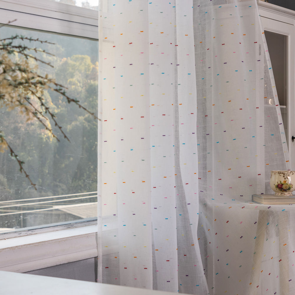 Colorful linen fabric sheer curtains - Thumbnail 4