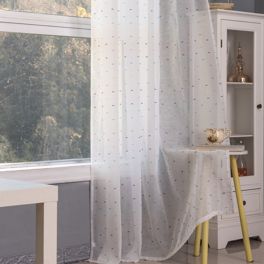 Colorful linen fabric sheer curtains - Thumbnail 5
