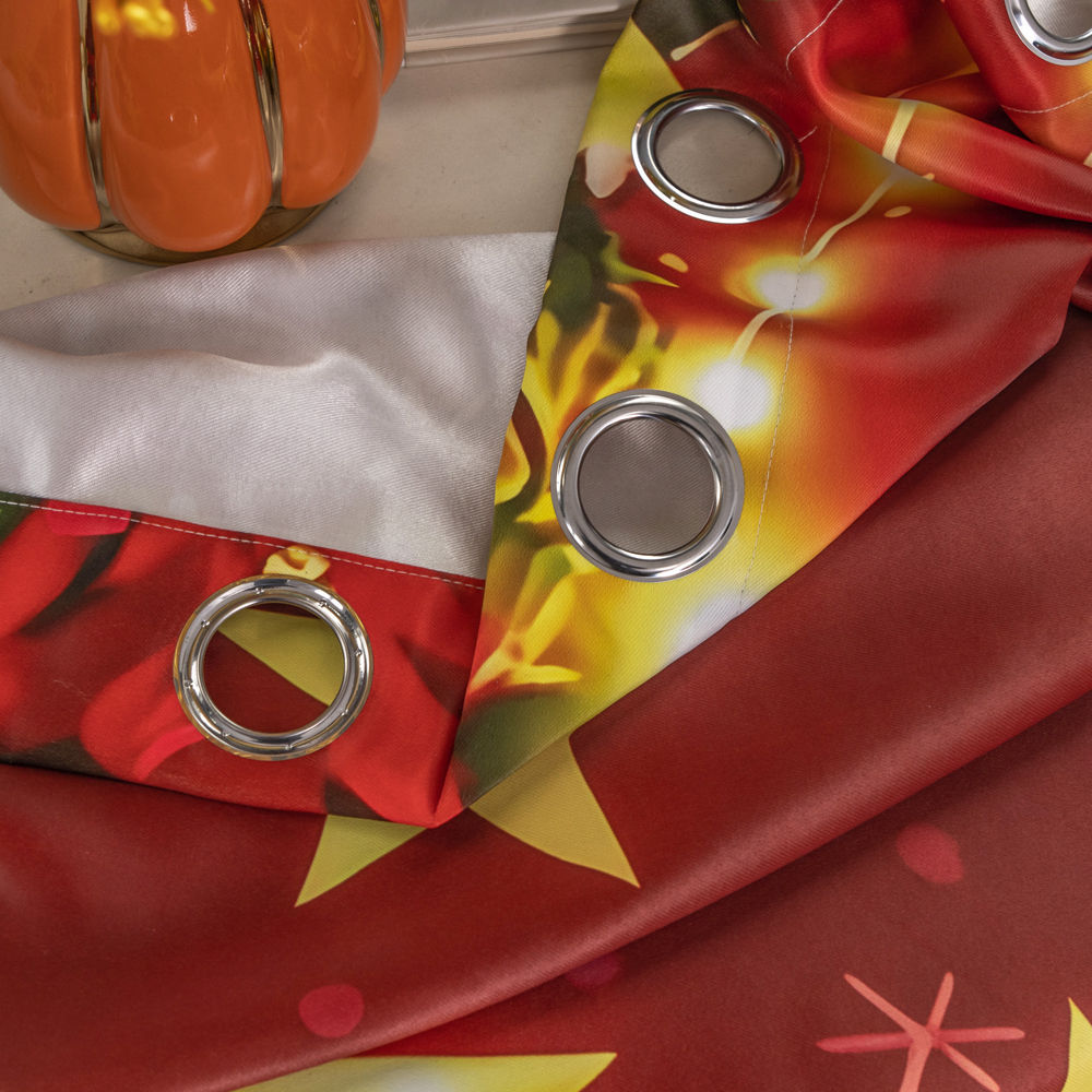 Santa Claus Snowman Christmas Tree Holiday Digital Printed Curtains - Thumbnail 3