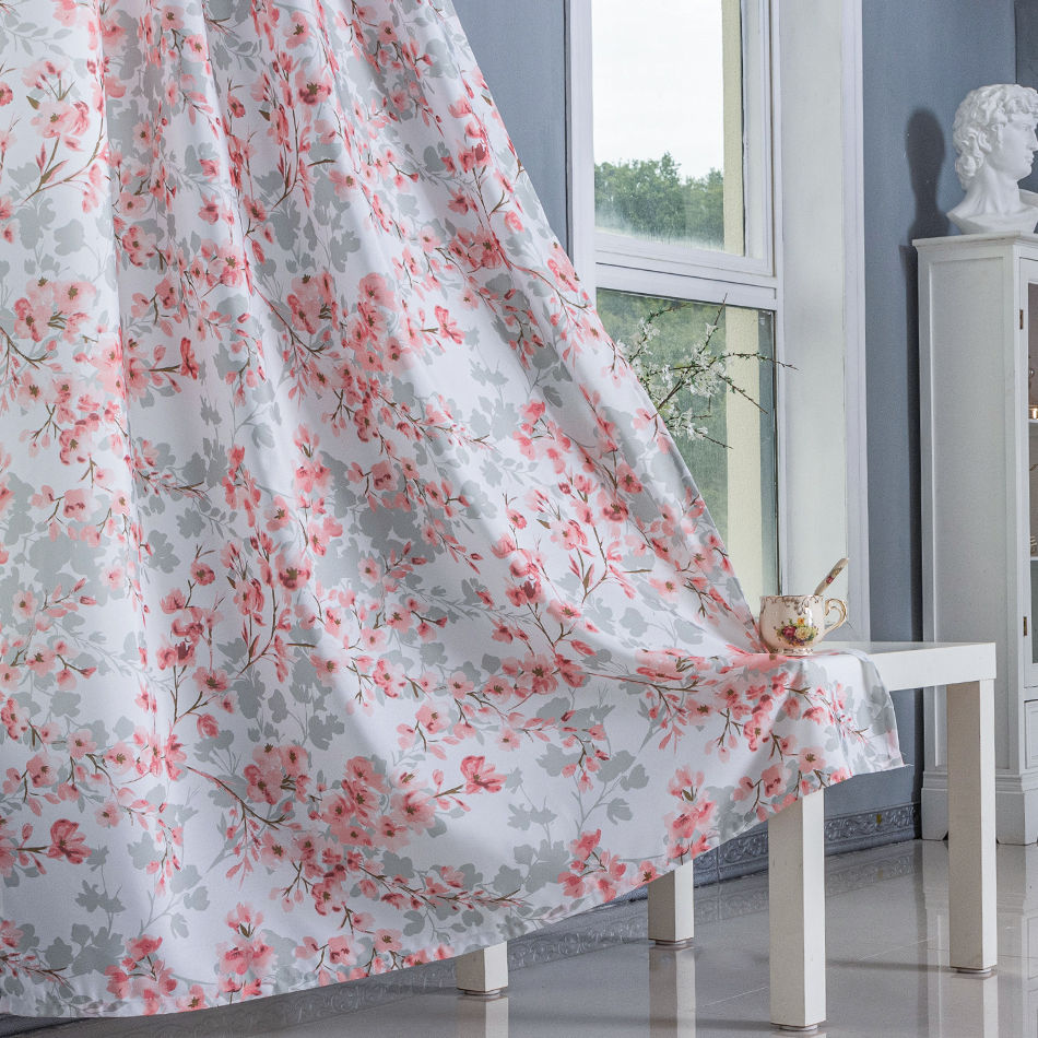 Floral Digital Printed Curtain – Soft Pink Blossom Pattern