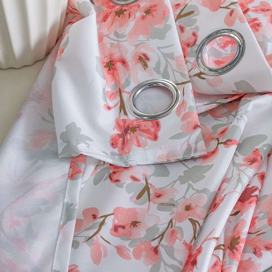 Floral Digital Printed Curtain – Soft Pink Blossom Pattern - Thumbnail 3