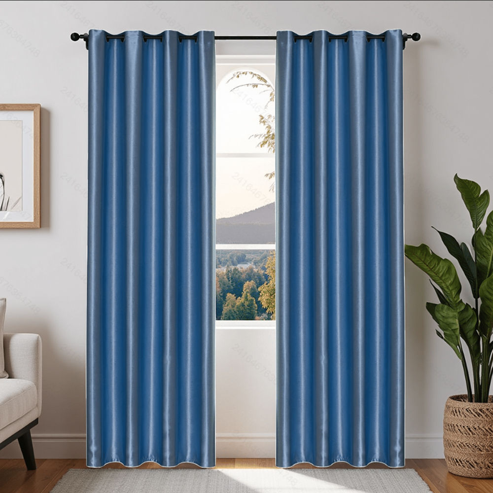 Single-Sided Gloss Embossed Blackout Curtain Fabric for Wholesale - Thumbnail 2