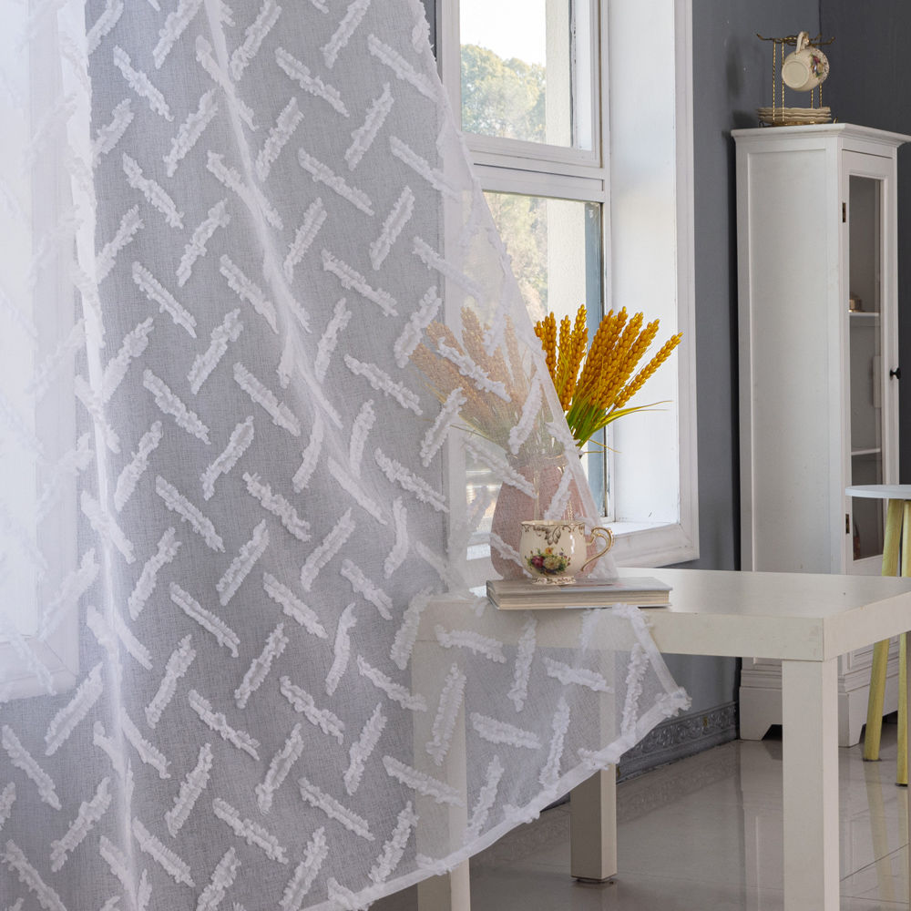 Cut-Out Sheer Curtain Fabric | Textured Burnout Sheer for Modern Interiors