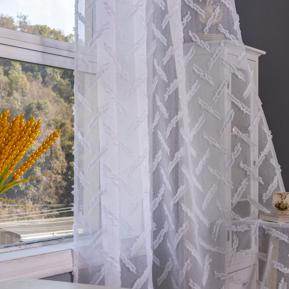 Cut-Out Sheer Curtain Fabric | Textured Burnout Sheer for Modern Interiors - Thumbnail 3