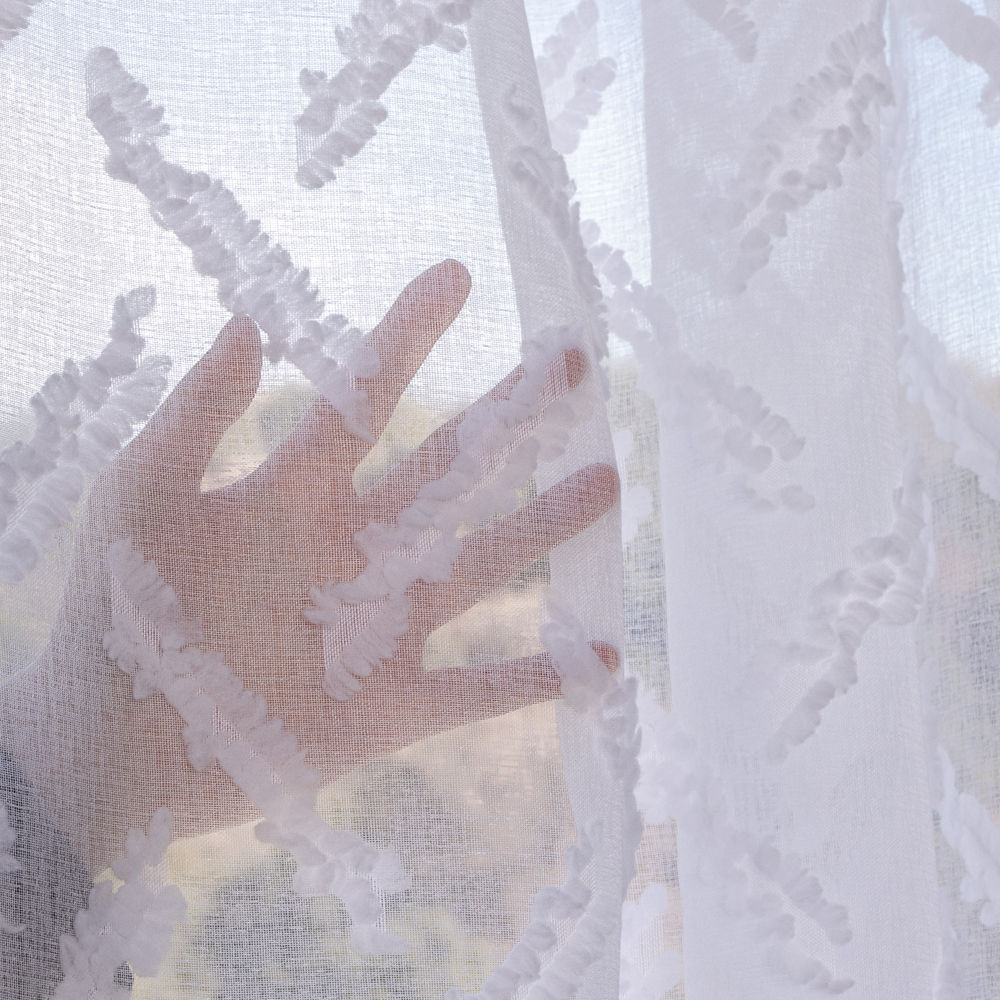 Cut-Out Sheer Curtain Fabric | Textured Burnout Sheer for Modern Interiors - Thumbnail 5
