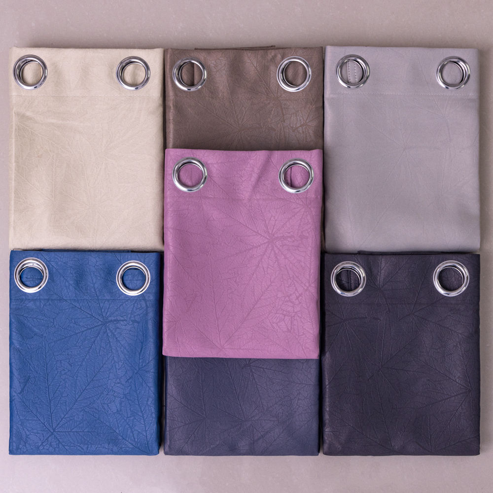 BORIGE Maple Leaf Laser Embossed Blackout Curtain – Premium Patterned Window Drapery, 100% Light Blocking, Customizable OEM/ODM - Thumbnail 3