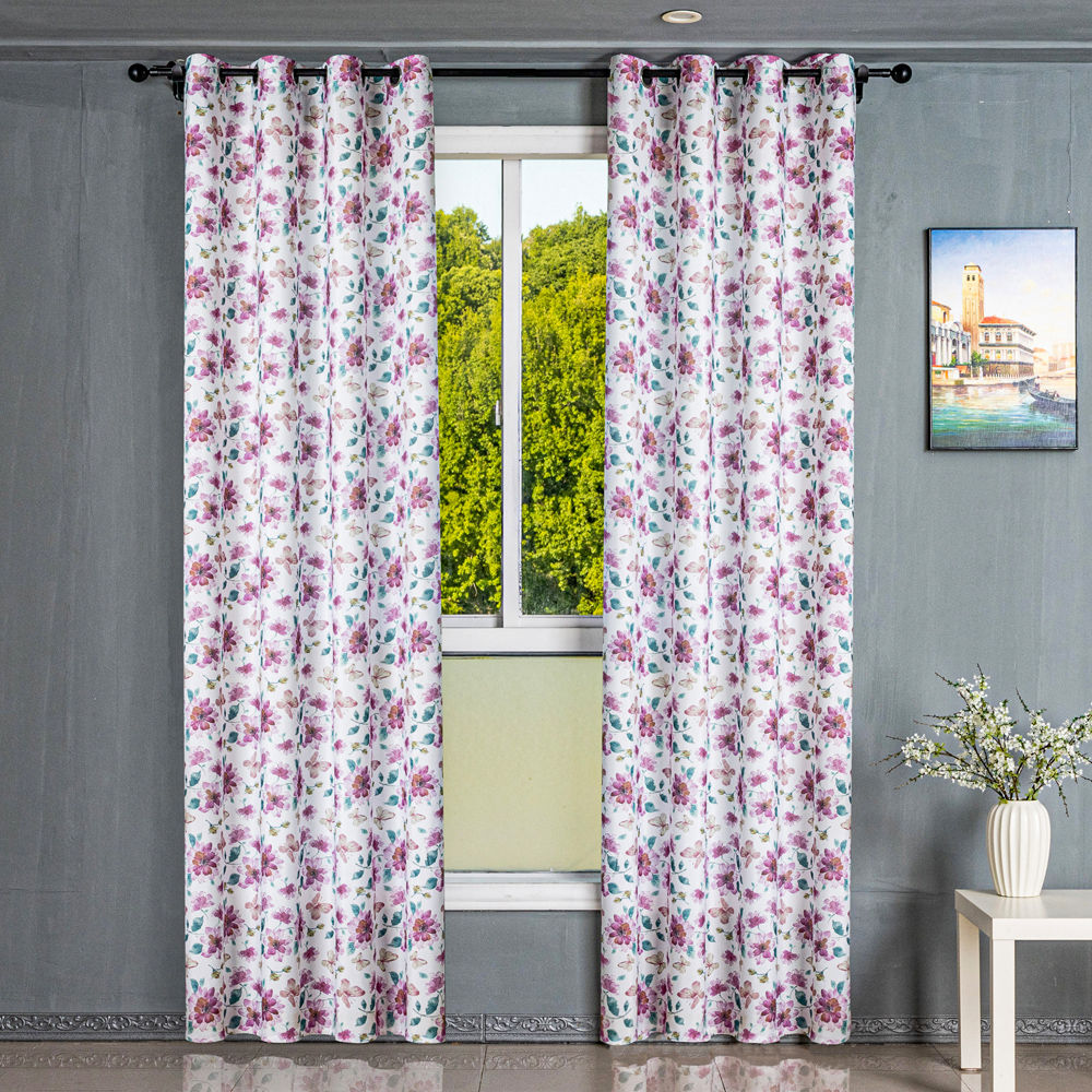 Watercolor Pink Floral Printed Curtain Fabric – Decorative Drapery for Home & Hotel Wholesale - Wholesale Curtains | Borige