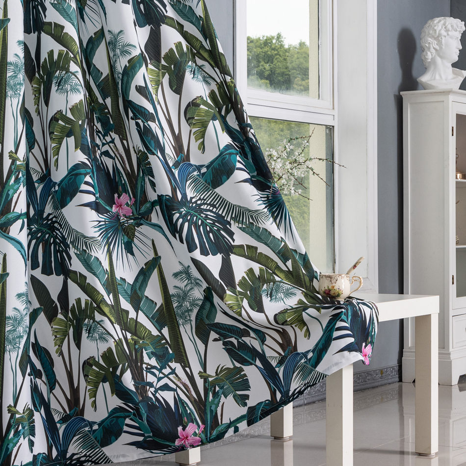 Tropical Botanical Blackout Curtains – Wholesale Fabric & Ready-Made 140x260cm | Custom Size Available - Thumbnail 2