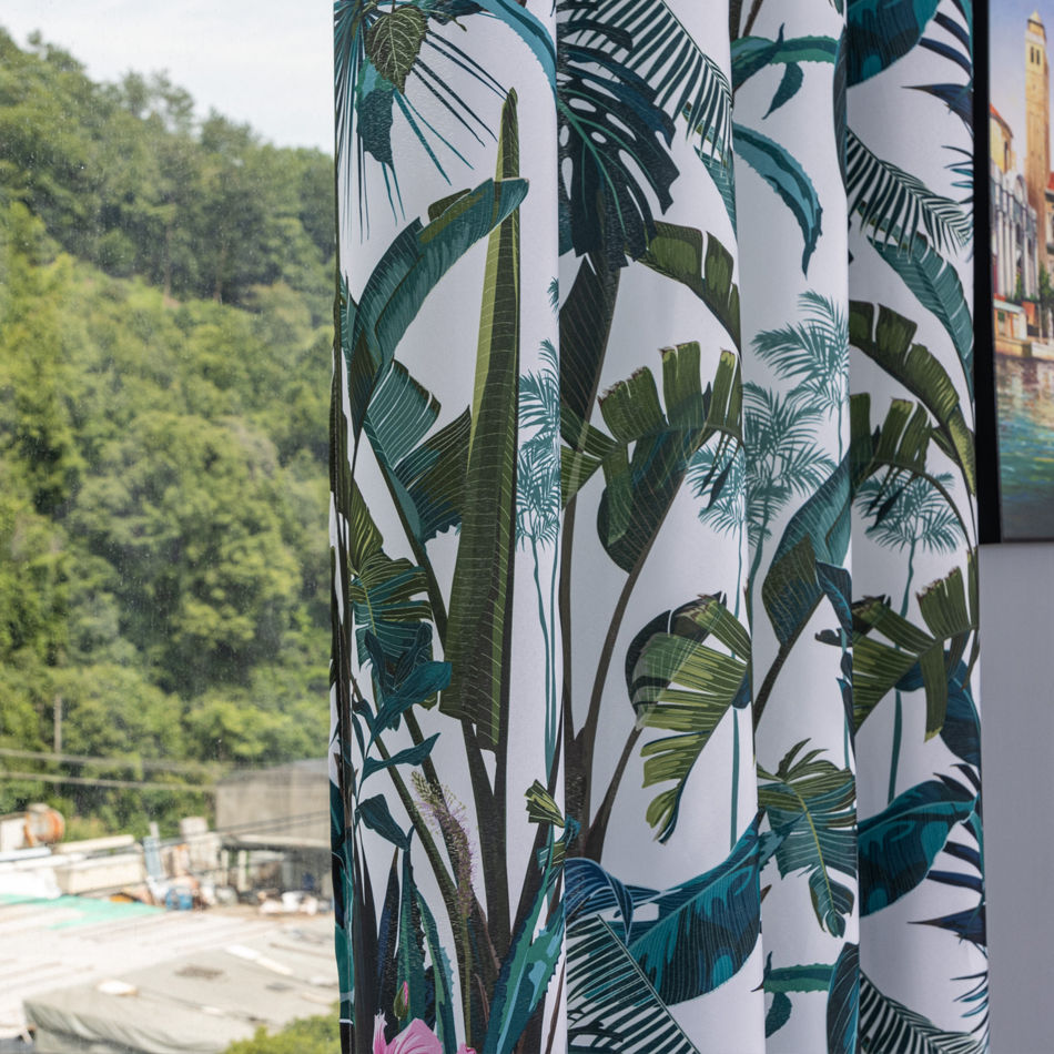 Tropical Botanical Blackout Curtains – Wholesale Fabric & Ready-Made 140x260cm | Custom Size Available - Thumbnail 3