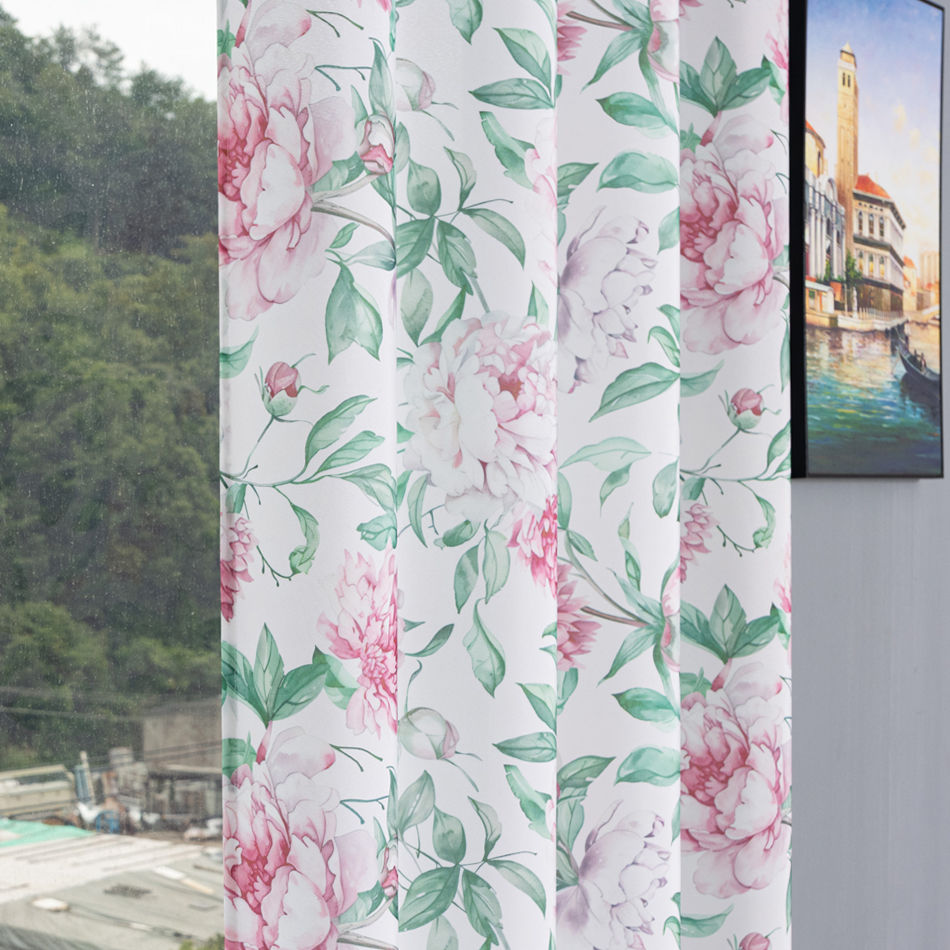 Elegant Peony Floral Curtains – Wholesale Fabric & Ready-Made 140x260cm | Custom Size Available - Thumbnail 3