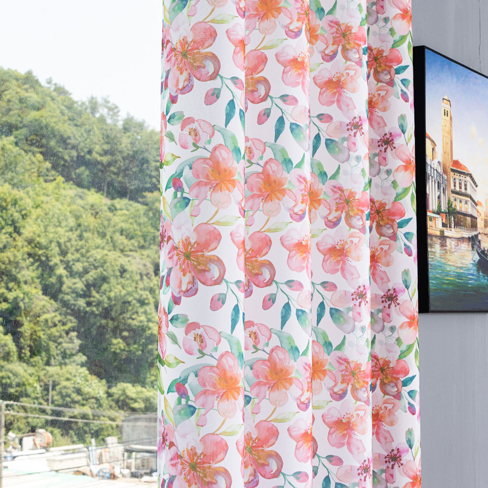 Vibrant Watercolor Floral Curtains – Wholesale Fabric & Ready-Made 140x260cm | Custom Size Available - Image 1