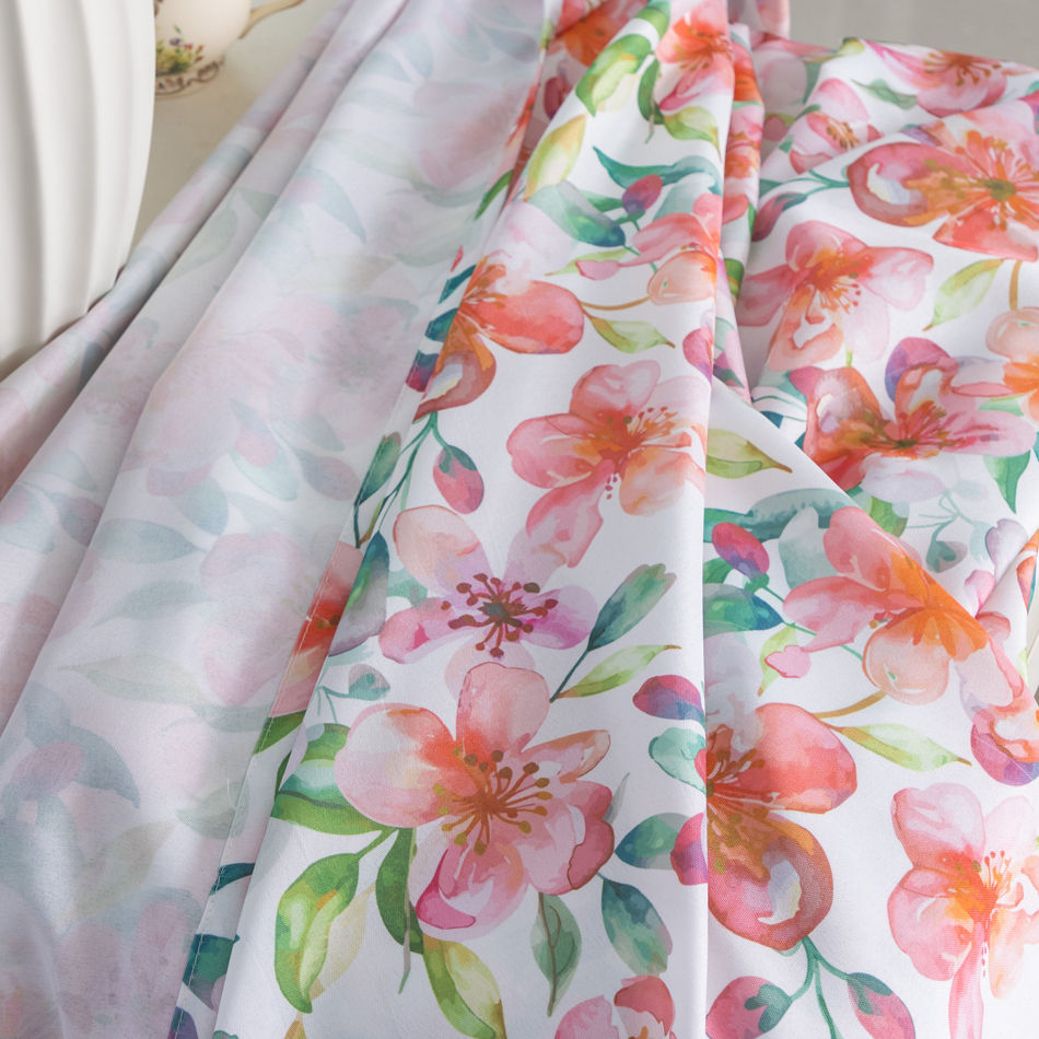 Vibrant Watercolor Floral Curtains – Wholesale Fabric & Ready-Made 140x260cm | Custom Size Available - Thumbnail 3