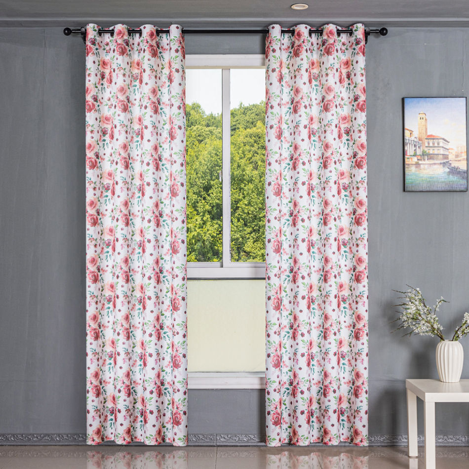 Romantic Rose Floral Curtain Fabric & Ready-Made Drapes for Wholesale - Thumbnail 3