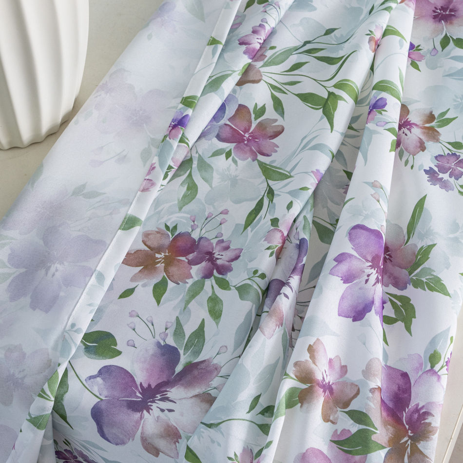 Soft Purple Floral Curtain Fabric & Ready-Made Curtains for Wholesale - Thumbnail 4