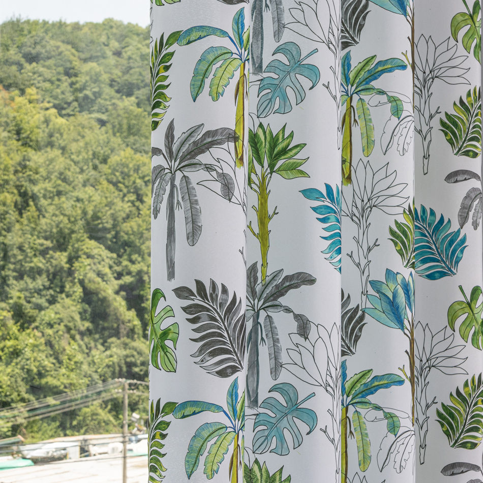 Tropical Leaf Printed Curtain Fabric & Ready-Made Drapes for Wholesale - Thumbnail 2
