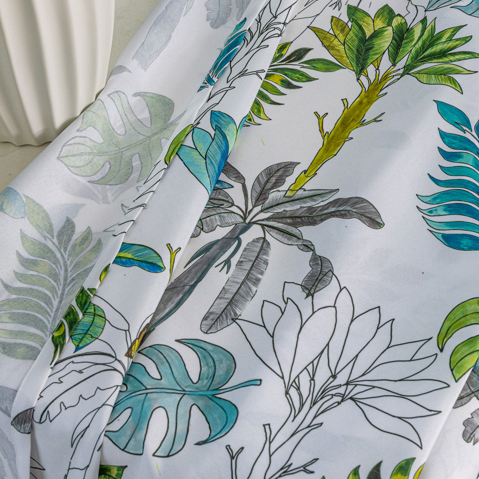 Tropical Leaf Printed Curtain Fabric & Ready-Made Drapes for Wholesale - Thumbnail 4