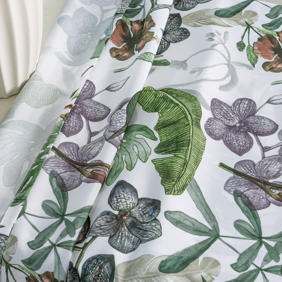 Elegant Botanical Leaf & Floral Printed Curtain Fabric for Wholesale - Thumbnail 3