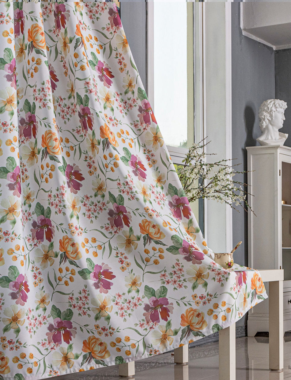 Soft Watercolor Floral Printed Curtain Fabric & Ready-Made Curtains for Wholesale - Thumbnail 3