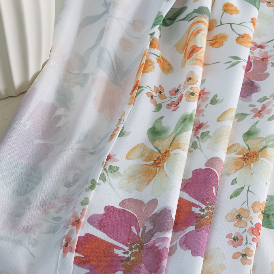 Soft Watercolor Floral Printed Curtain Fabric & Ready-Made Curtains for Wholesale - Thumbnail 4