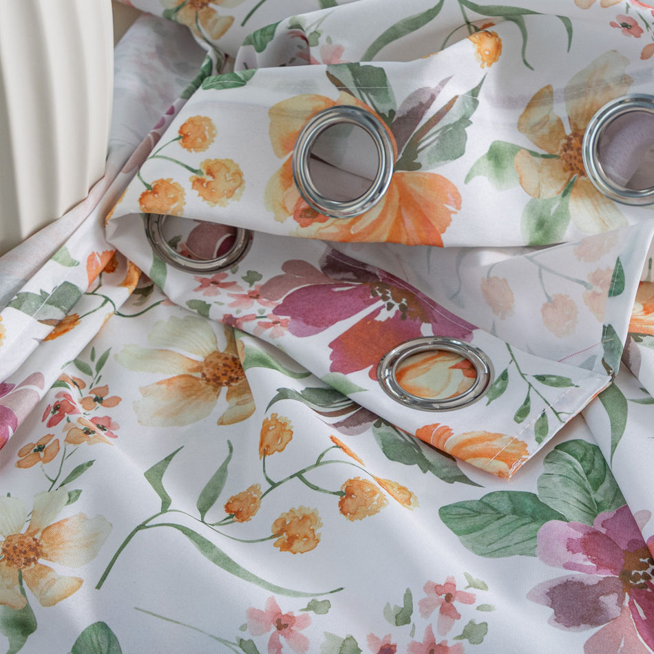 Soft Watercolor Floral Printed Curtain Fabric & Ready-Made Curtains for Wholesale - Thumbnail 5