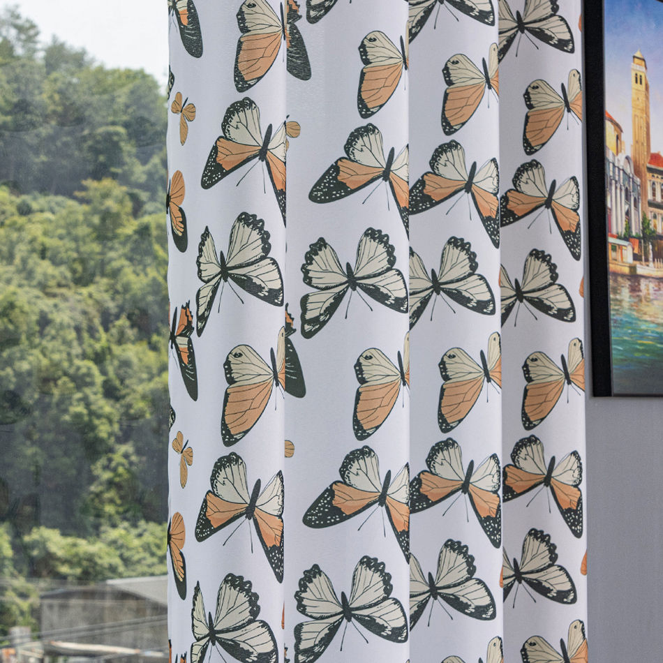 Modern Butterfly Printed Curtain Fabric & Ready-Made Curtains for Wholesale - Thumbnail 3