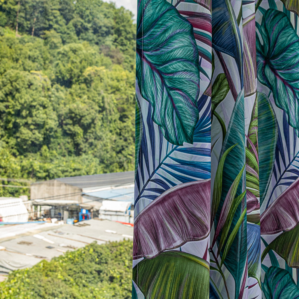 Digital Printed Tropical Leaf Curtains | Botanical Blackout Curtain Fabric Wholesale - Thumbnail 2