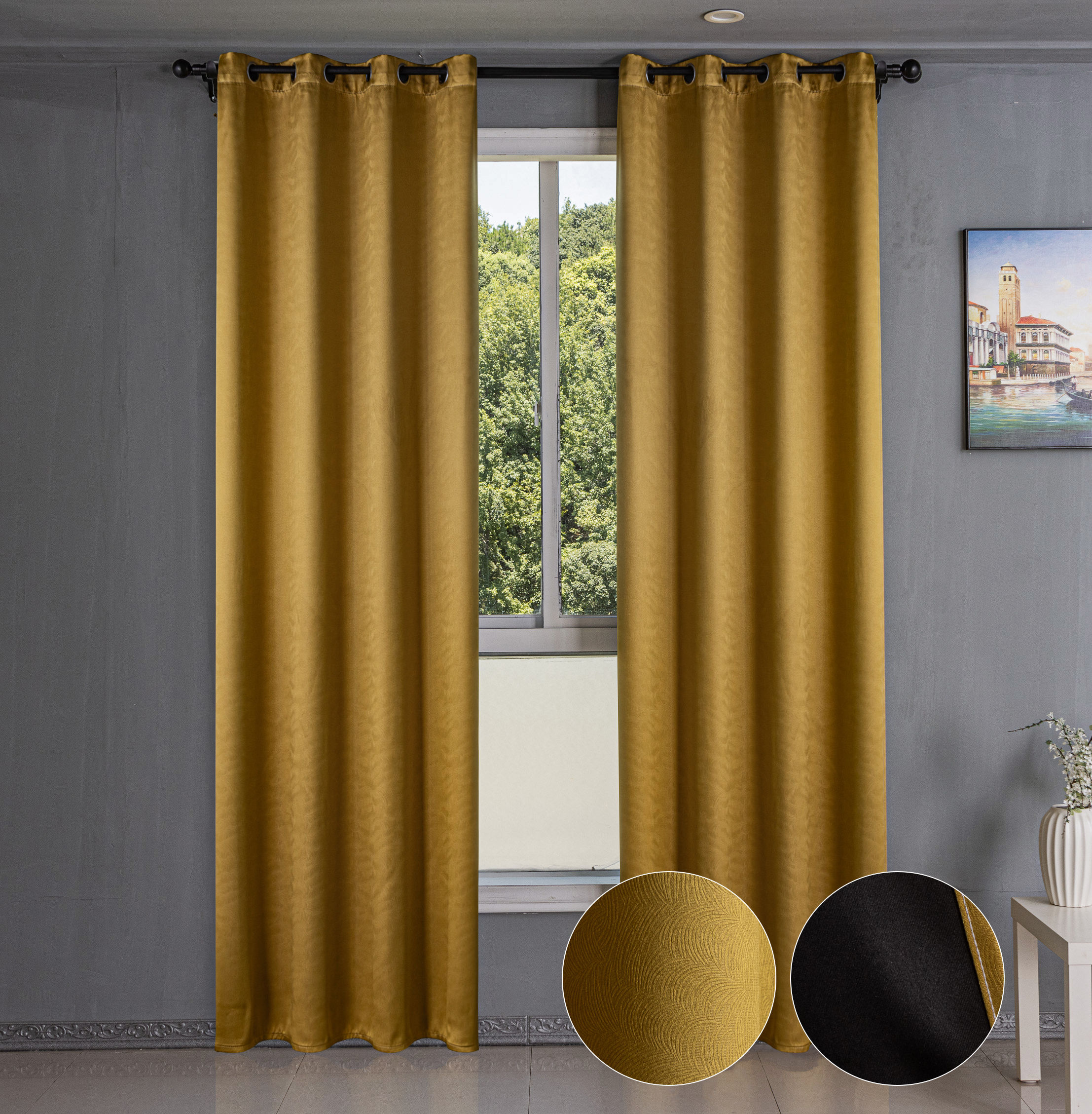 100% Full Blackout Fishtail Embossed Window Curtains (Fabric & Finished Options) - Wholesale curtain thumbnail 2 | Borige