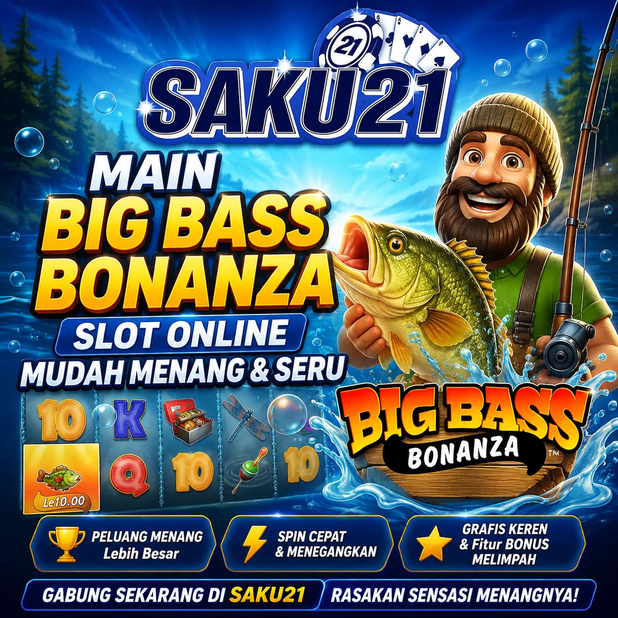 Saku21 | Main Big Bass Bonanza Slot Online Mudah Menang & Seru image 1
