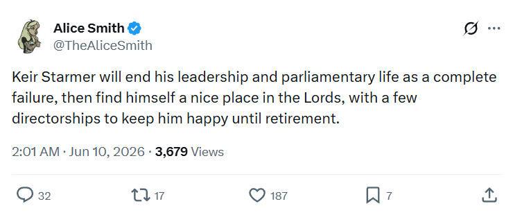 Alice Smith: Keir Starmer will end his leadership…
