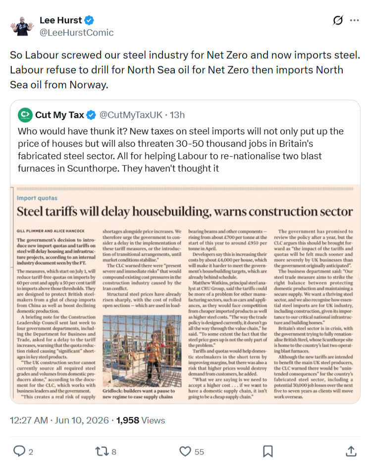 Lee Hurst: So Labour screwed our steel industry…