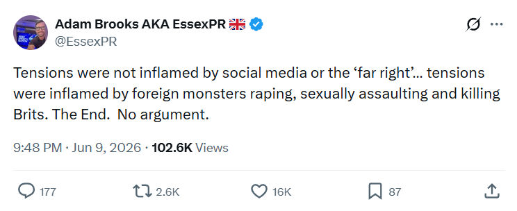 Adam Brooks: Tensions were not inflamed by social media…