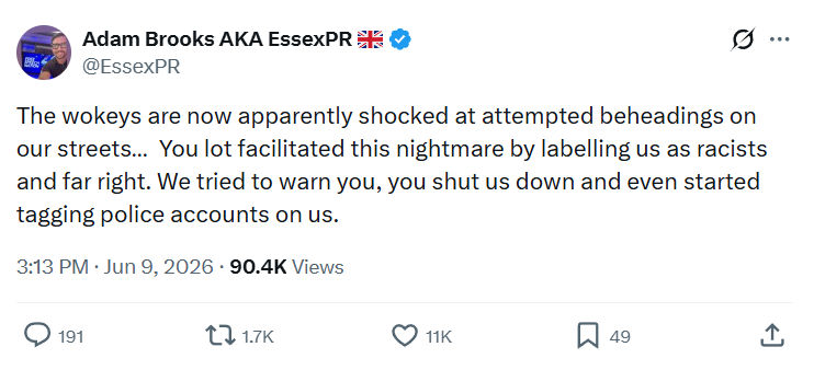 Adam Brooks: The wokeys are now apparently shocked…