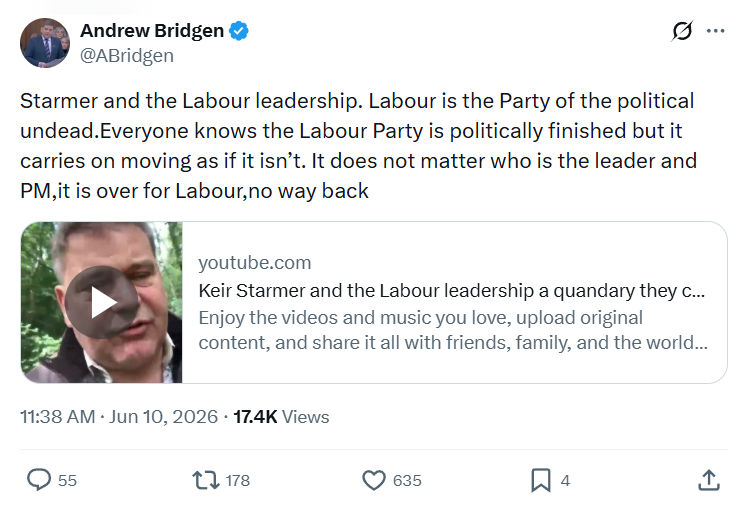 Andrew Bridgen: Starmer and the Labour leadership…