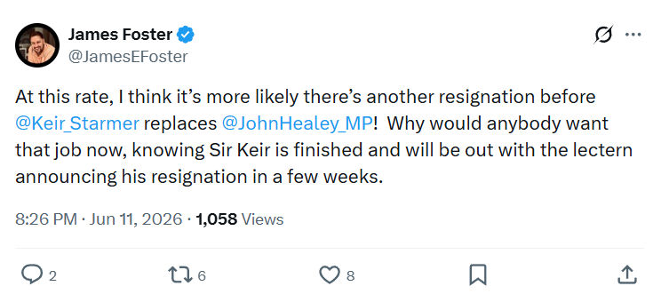 James Foster: At this rate, I think it’s more likely…