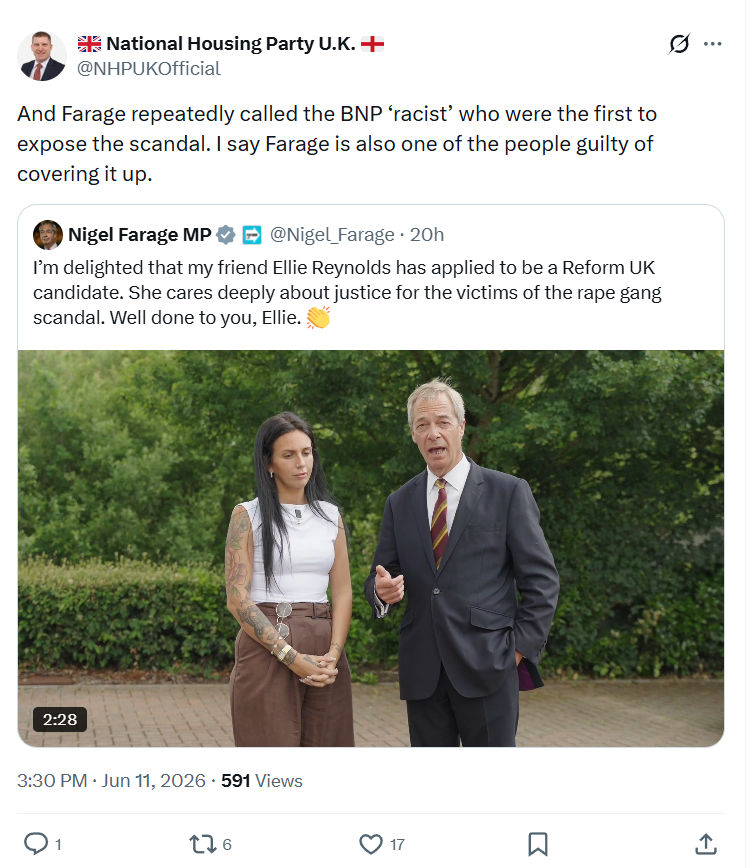 Pat McGinnis: And Farage repeatedly called the BNP…