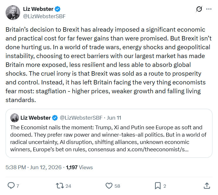 Liz Webster: Britain’s decision to Brexit…