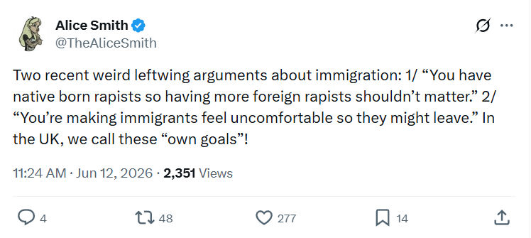 Alice Smith: Two recent weird leftwing arguments…