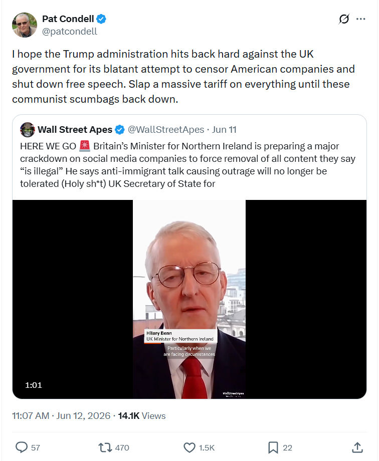 Pat Condell: I hope the Trump administration…