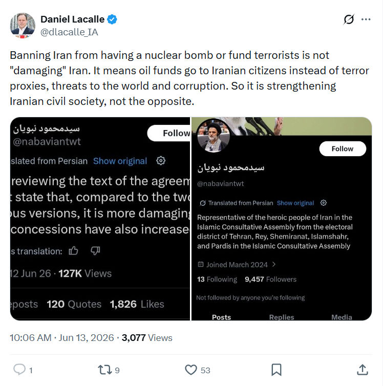 Daniel Lacalle: Banning Iran from having a nuclear bomb…