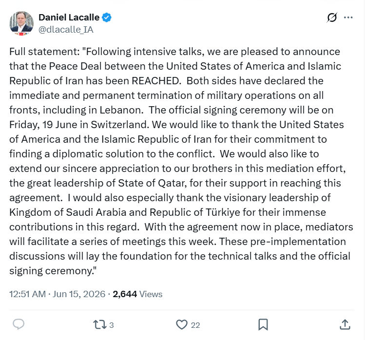 Daniel Lacalle: Full statement: "Following intensive talks, we are...