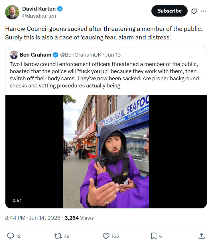 David Kurten: Harrow Council goons sacked after...