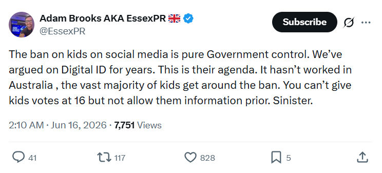 Adam Brooks: The ban on kids on social media...