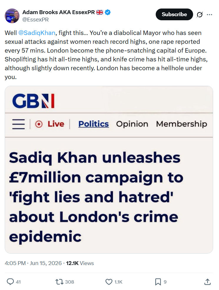 Adam Brooks: Well  @SadiqKhan , fight this…