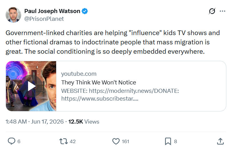 Paul Joseph Watson: Government-linked charities are helping "influence"...