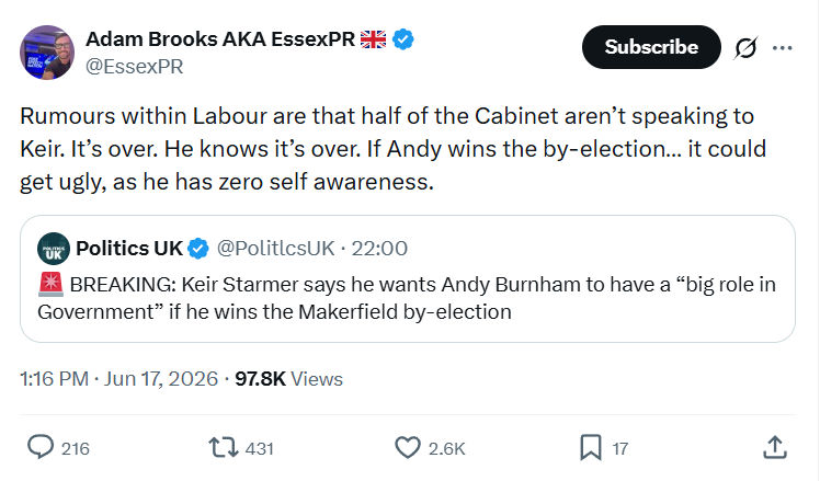 Adam Brooks: Rumours within Labour are that ...