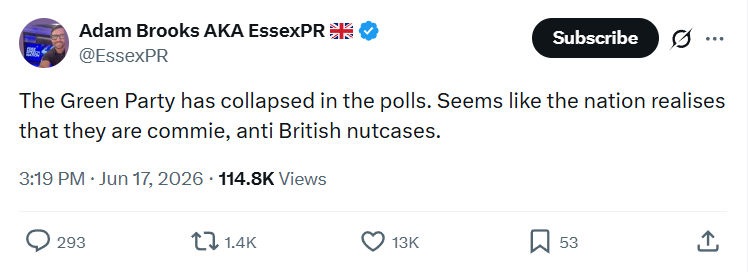 Adam Brooks: The Green Party has collapsed...